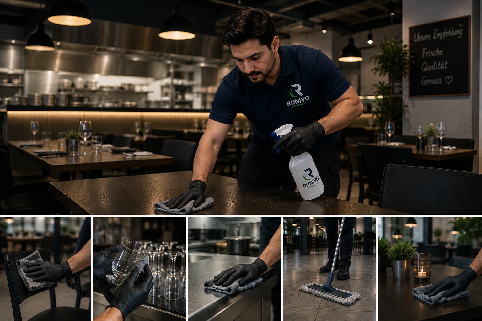 Runivo reinigt einen Tisch in einem Restaurant