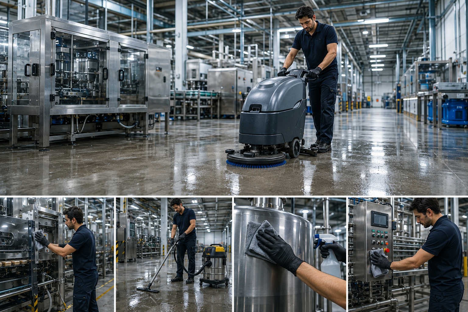 Runivo reinigt eine große Industriehalle